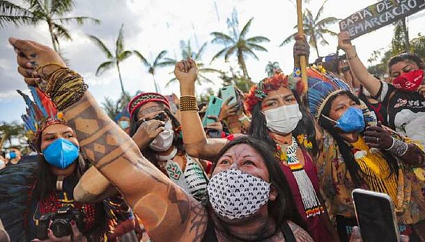 Protest der indigenen Munduruku in Brasilia