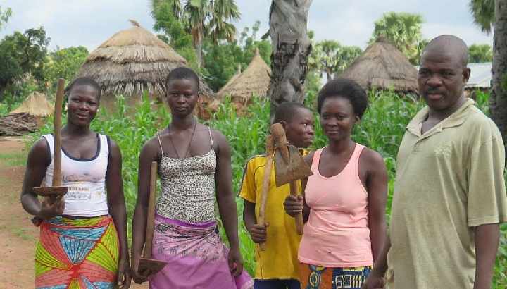 Kleinbäuerinnen in Togo vor Maisfeld